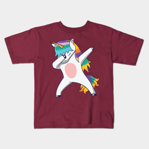 Dabbing unicorn We Wear Red For Red Ribbon Week Awareness Kids T-Shirt by FashionJB